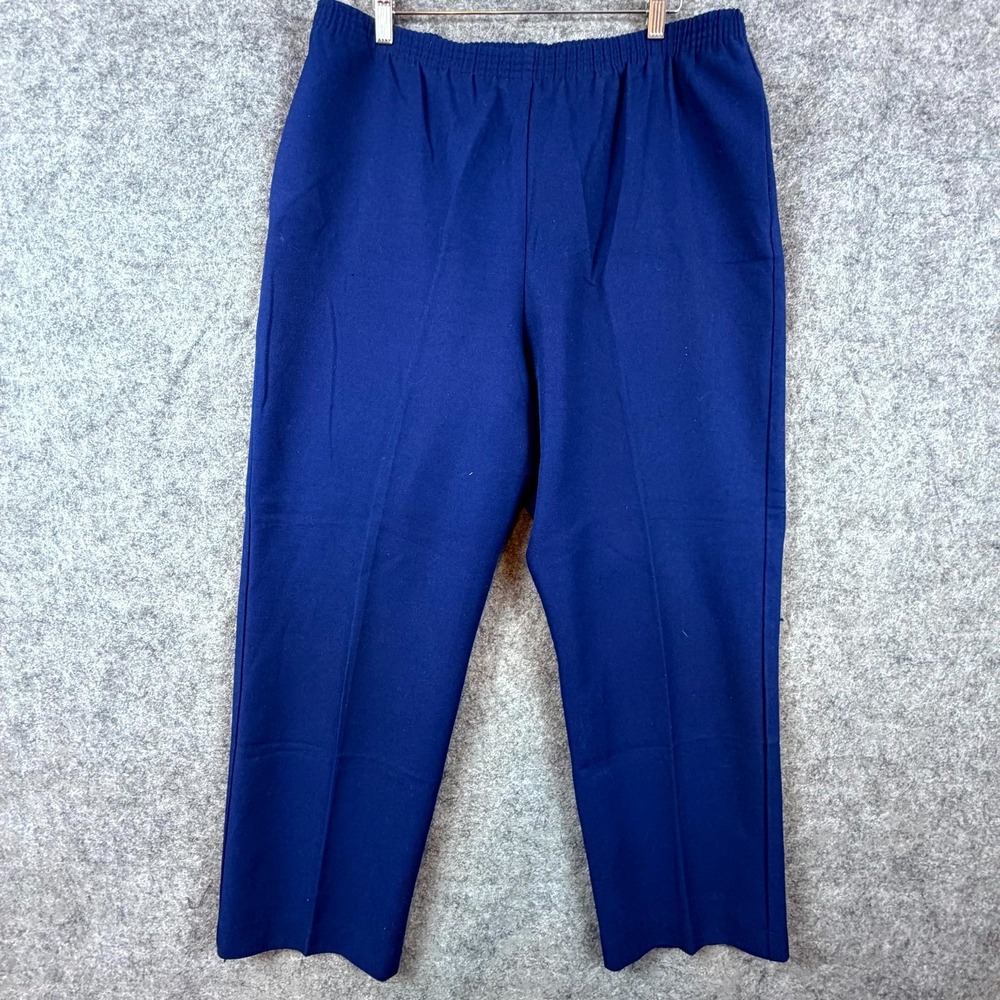 Vintage Graff Pants Womens 18 Blue Elastic Waist Pleated Straight Front Crease